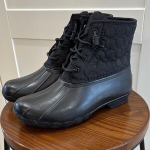 Sperry Black Quilted Lace-Up Duck Boots